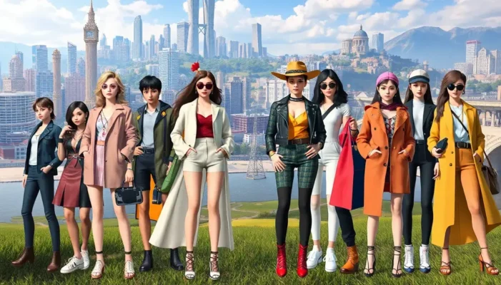 Styled avatars in varied gaming landscapes, highlighting the fusion of fashion and adventure.