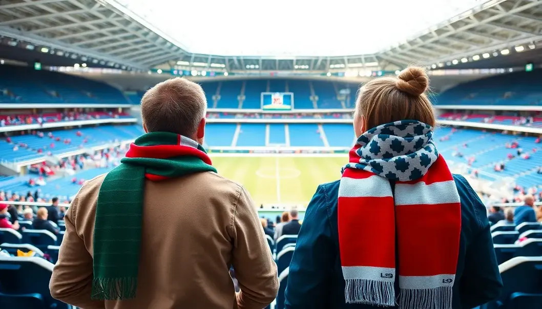 Sports fan couple maintaining connection through a video call.